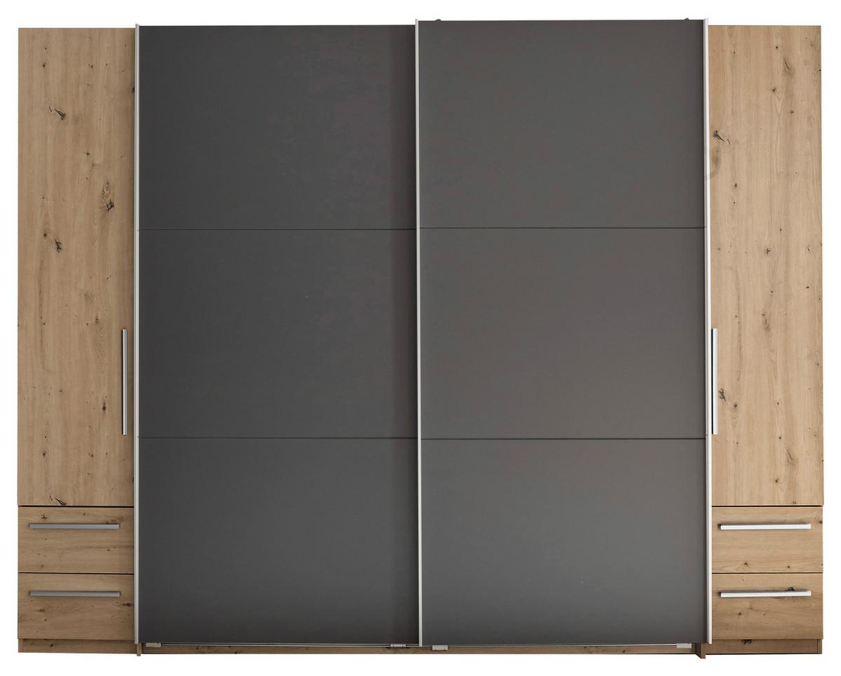 Schwebetürenschrank Bordo - Graphitfarben/Eiche Artisan, KONVENTIONELL, Holzwerkstoff (270/211/60cm)