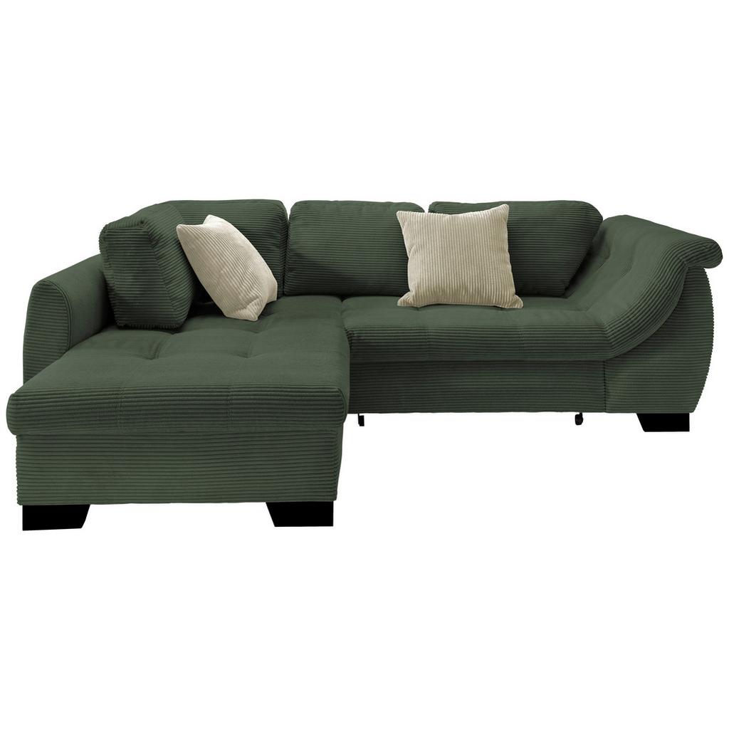 Ecksofa mit Schlaffunktion Flora Grün Cord