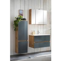 Badmöbel-Set 4--Teilig. inkl. LED Helsinki, Grau/Eiche - Eichefarben/Weiß, KONVENTIONELL, Glas/Holzwerkstoff (120cm) - Held