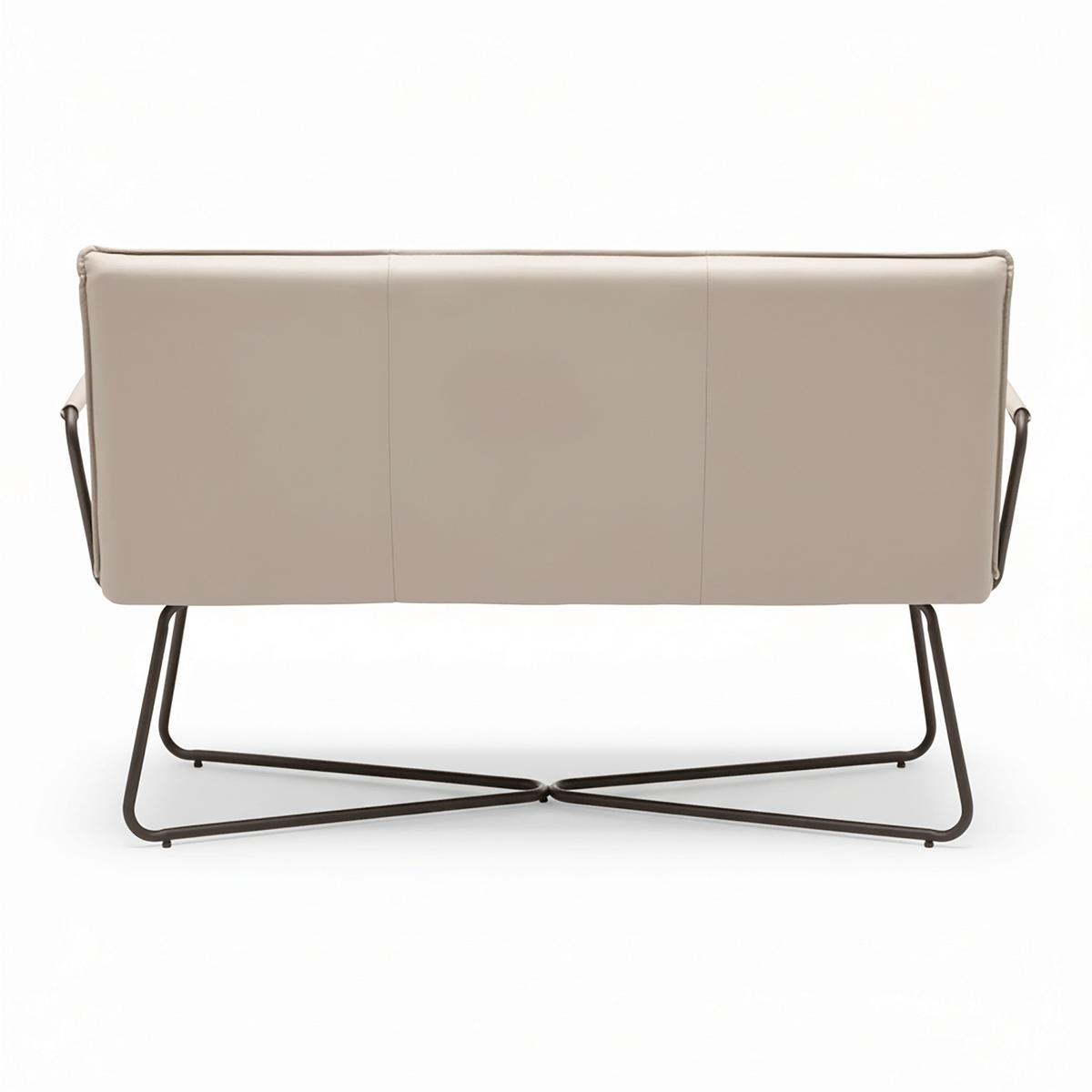 Lavice z koženky Bosco - šedohnědá - černá/šedohnědá, Moderní, kov/dřevo (140/90/62cm) - Bessagi Home