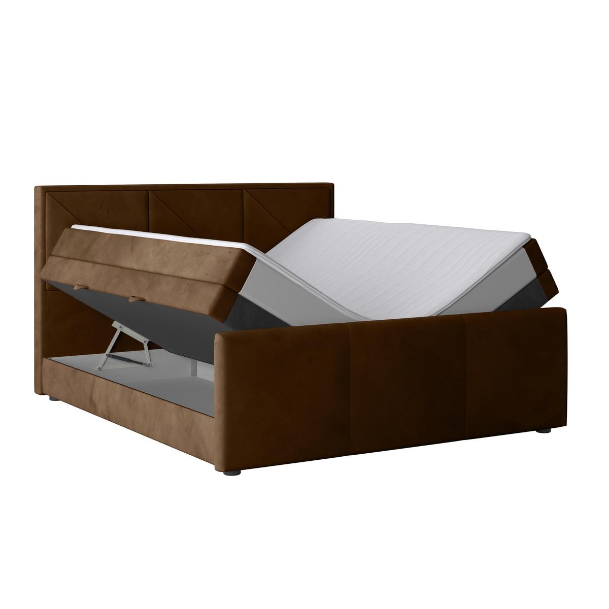 Boxspringbett mit Bettkasten Bologna 180x200 cm Braun - Schwarz/Braun, MODERN, Karton/Holzwerkstoff (180/200cm) - MID.YOU