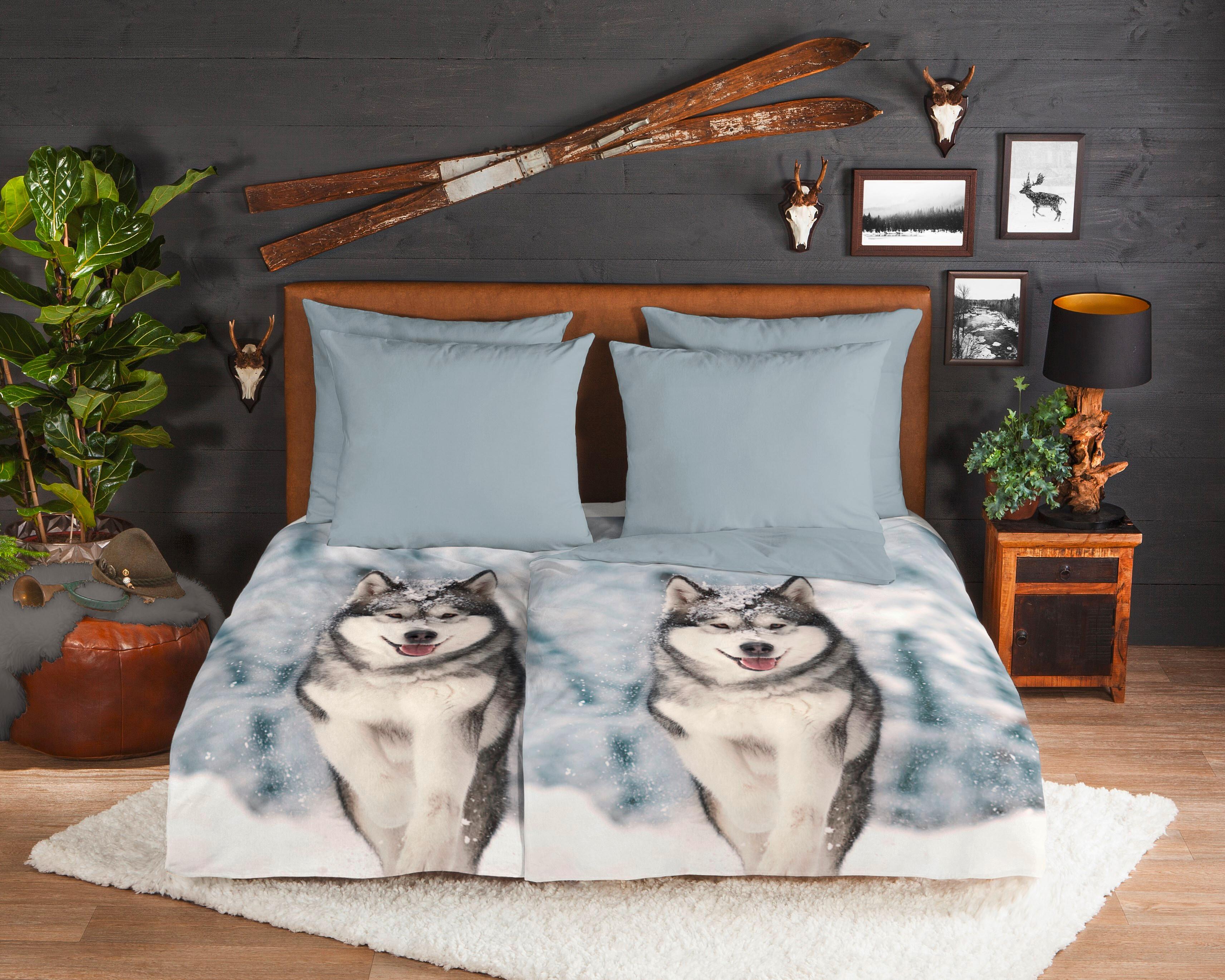 Kinderbettwäsche Husky Grau 140x200 Cm - Grau, Textil (140/200cm)
