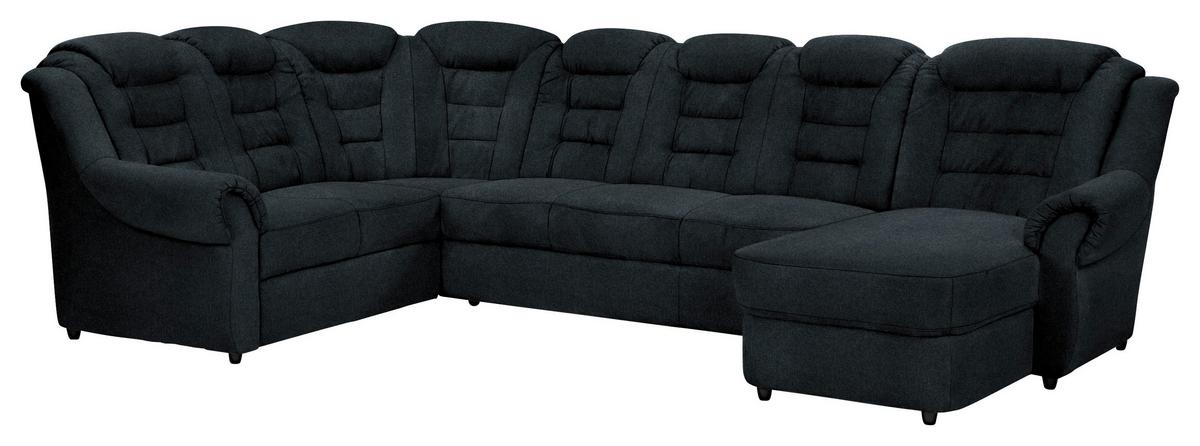 Wohnlandschaft Boston Schwarz Lederlook - Schwarz, KONVENTIONELL, Textil (216/333/165cm) - Livetastic
