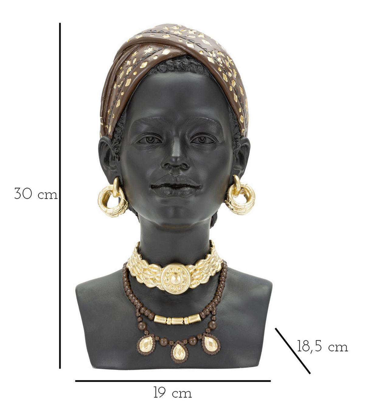 Skulptur Massai Woman Schwarz, Goldfarben, B: 19 cm - Goldfarben/Schwarz, Basics, Kunststoff (19/30/18.5cm)