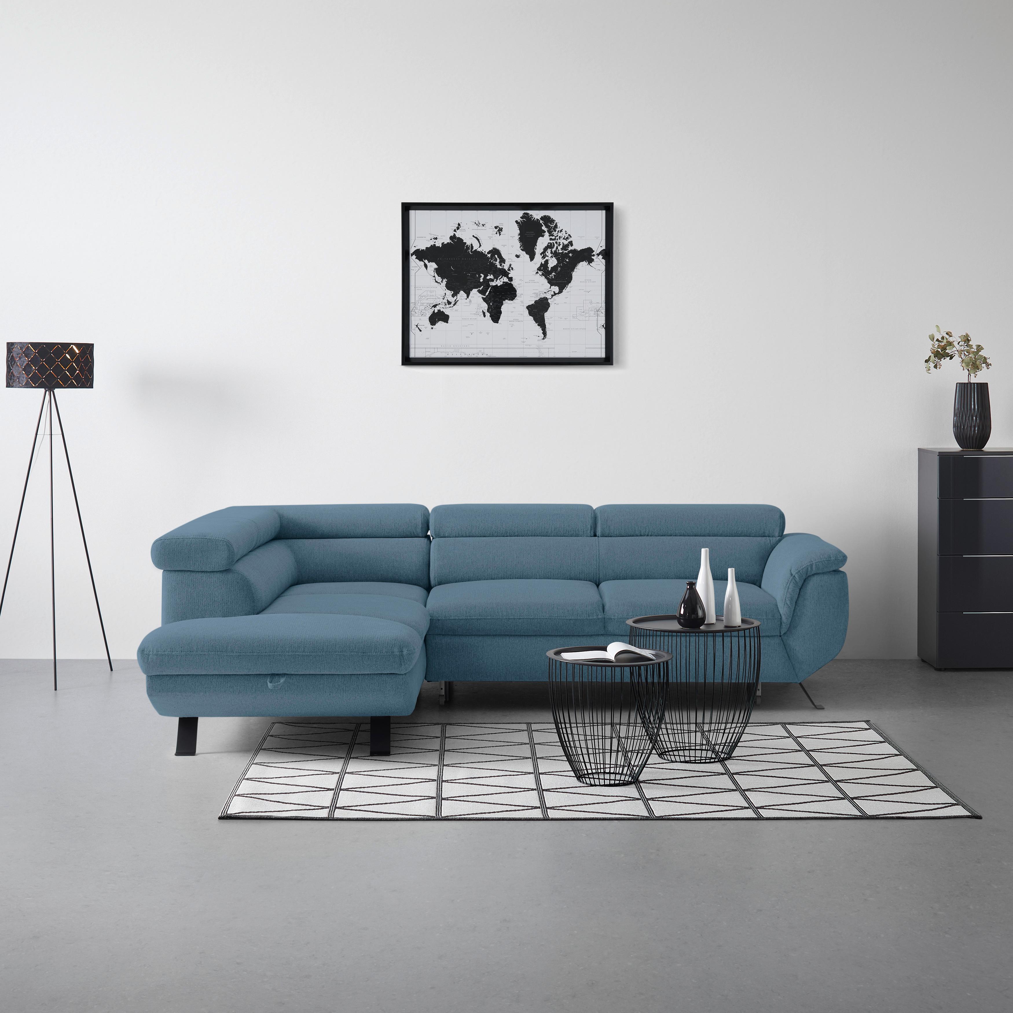 Rohová sedačka RAVEN, levá, tmavě modrá - černá/tmavě modrá, Moderní, kov/textil (198/257cm) - Mömax
