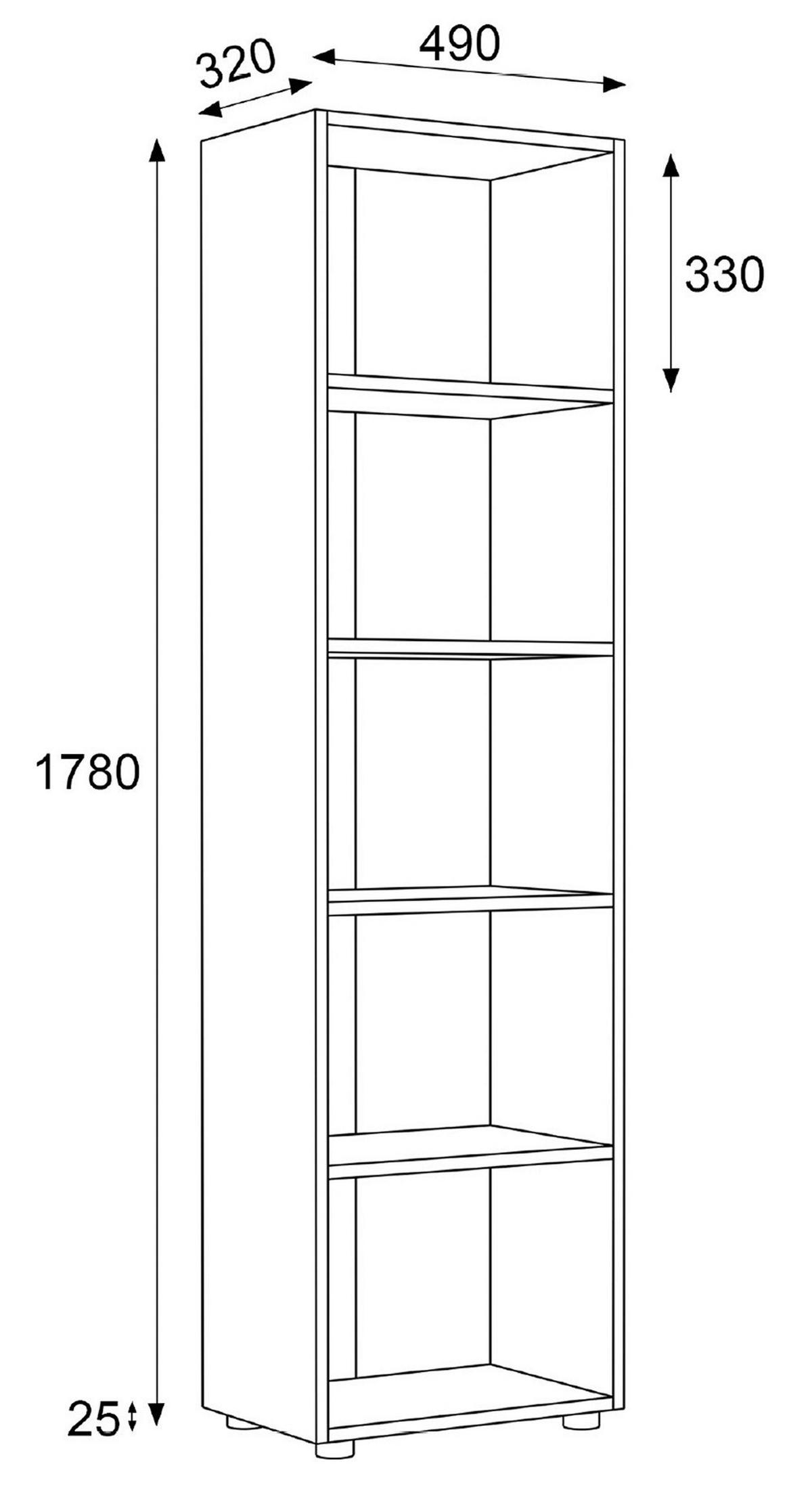 Regál Ulas š: 49 cm, Dub medový - černá/medový dub, Moderní, kompozitní dřevo/plast (49/178/32cm) - MID.YOU