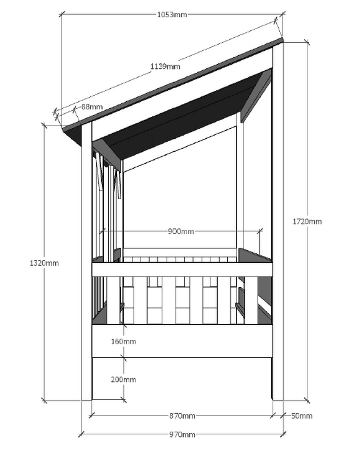 Dětská postel HOUSEBED - bílá/černá, Moderní (90/200cm) - MID.YOU