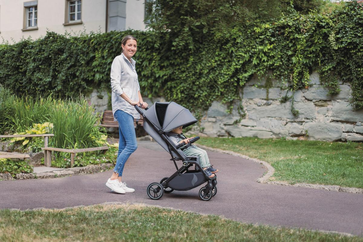 Buggy Boogy 2 Stone Grau, B/H/T: 51x105x84,5 - Dunkelgrau/Schwarz, Basics, Textil/Metall (51/105/84,5cm) - Osann