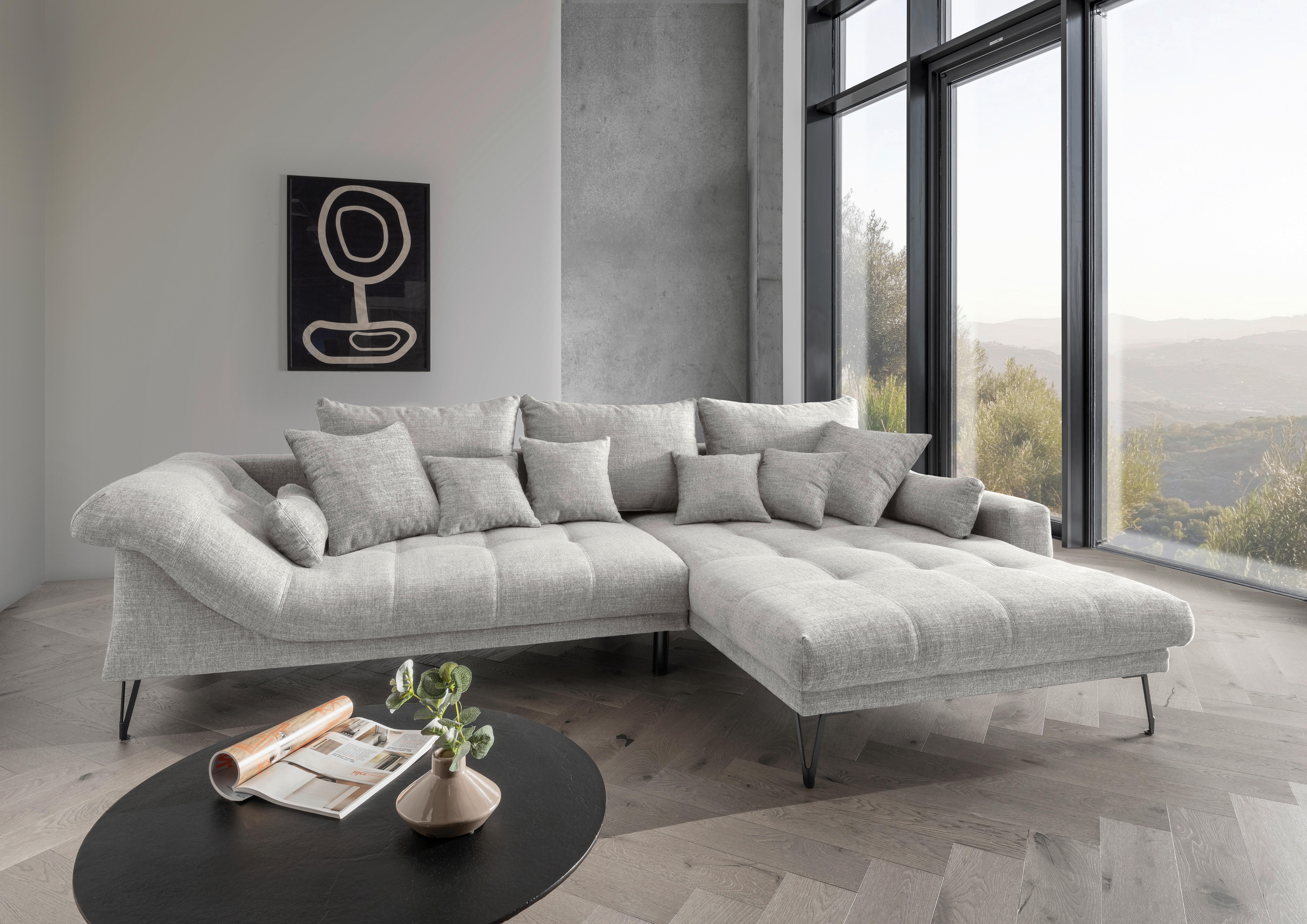 Ecksofa Garda, Hellgrau S: 310x192 Cm - Hellgrau/Schwarz, KONVENTIONELL, Textil (310/192cm) - Livetastic