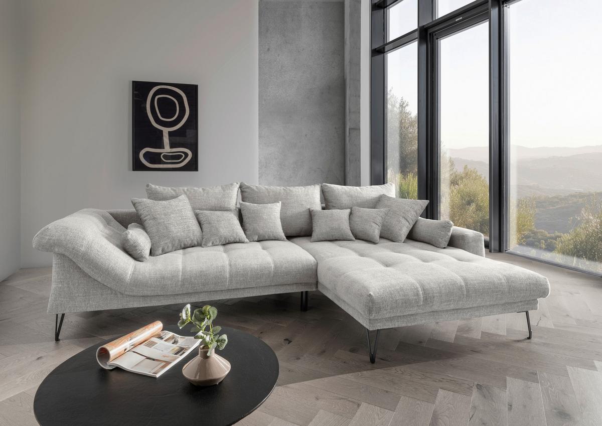 Ecksofa Garda, Hellgrau S: 310x192 Cm - Hellgrau/Schwarz, KONVENTIONELL, Textil (310/192cm) - Livetastic