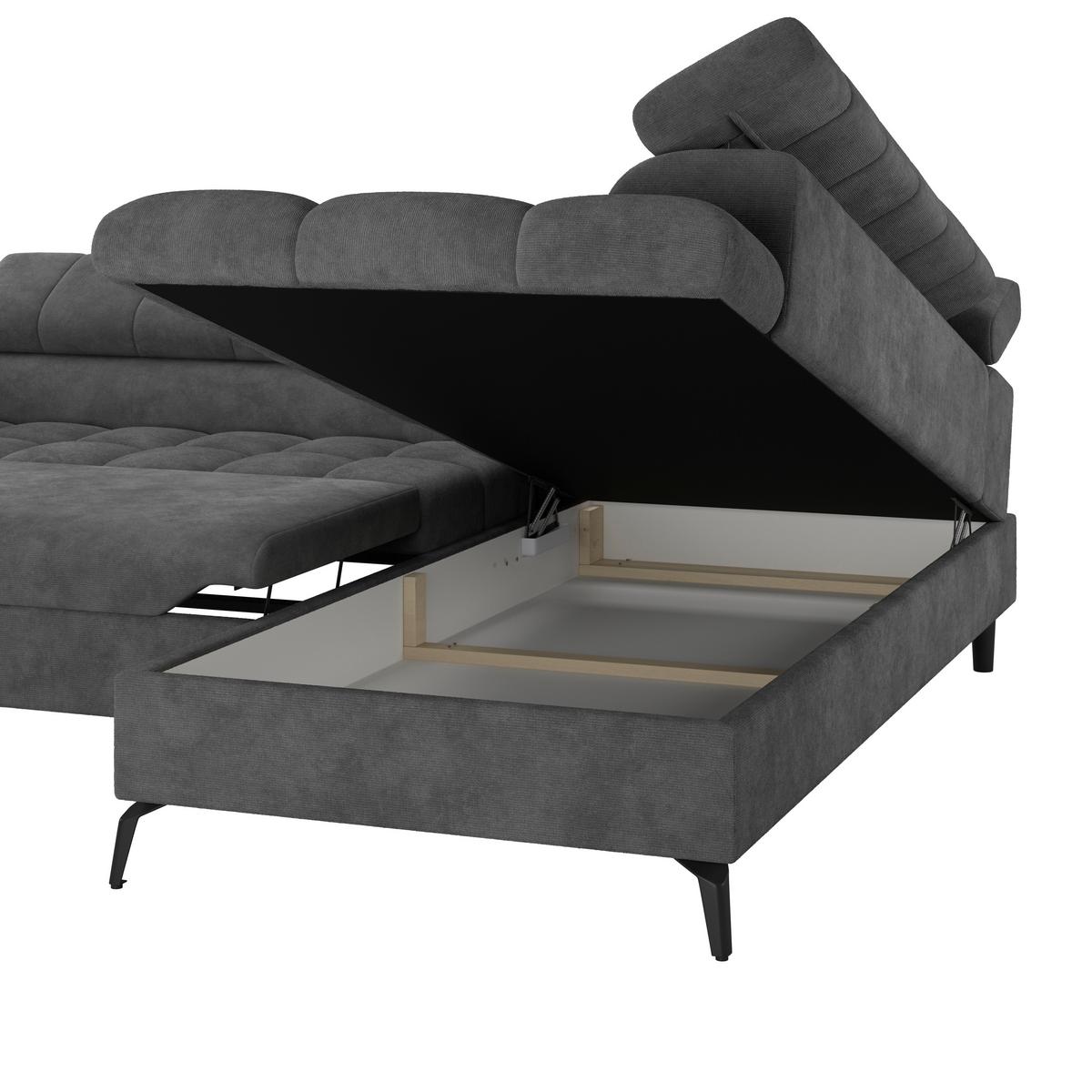 Ecksofa Volf rechts new dunkelgrau, S: 261x203 cm - Dunkelgrau/Schwarz, Trend, Kunststoff/Textil (261/203cm)