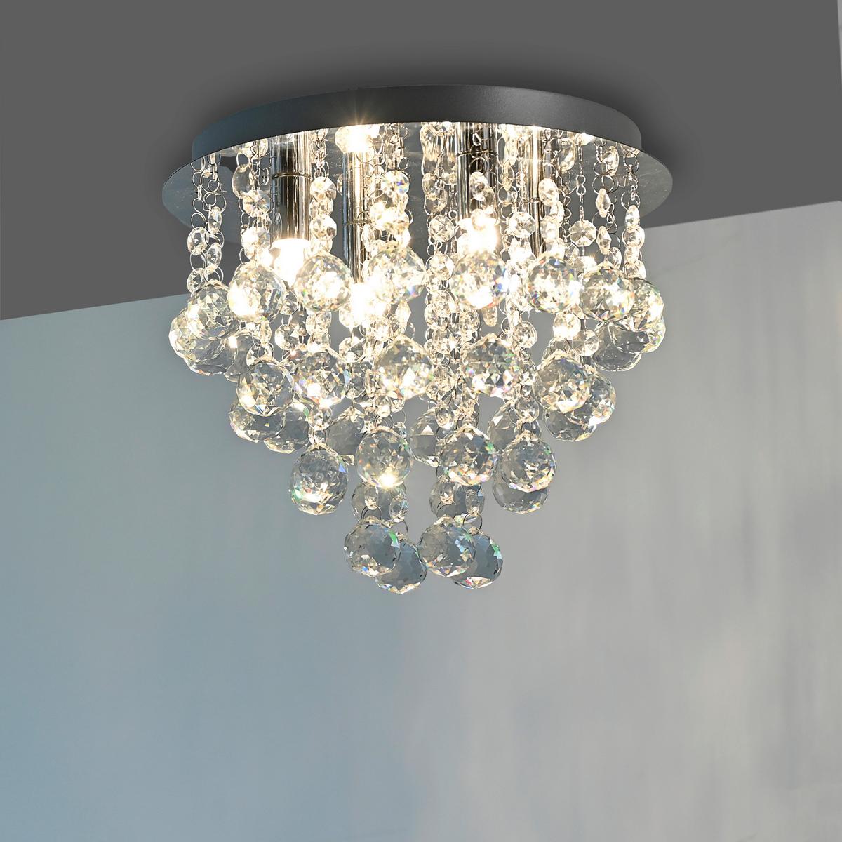 Kronleuchter, G9 20w 15063-17 - Chromfarben, ROMANTIK / LANDHAUS, Glas/Kunststoff (28/28/25cm)