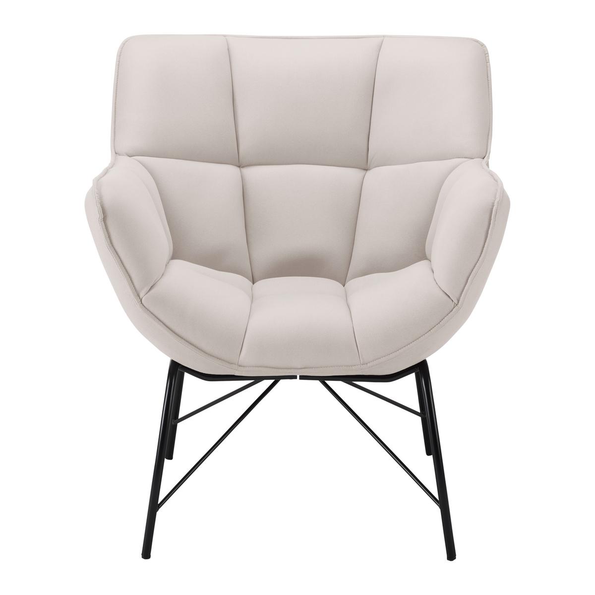 Křeslo ROBIN světlešedé - černá/světle šedá, Moderní, kov/textil (72/78/81cm) - Bessagi Home