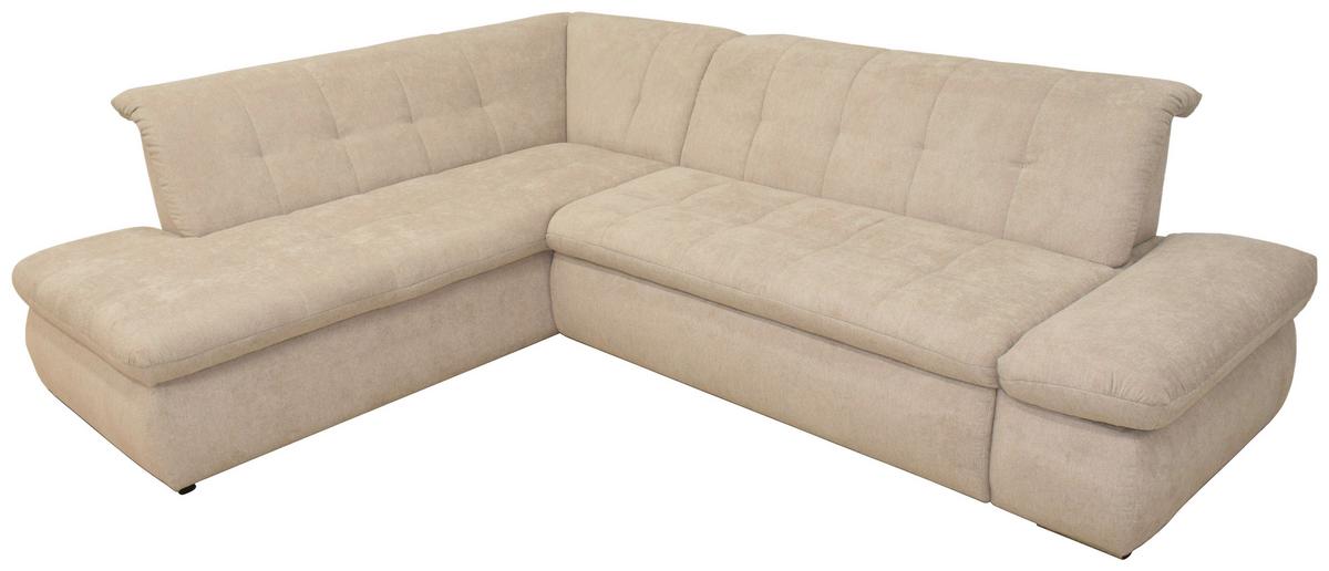 Ecksofa Mit Schlaffunktion Moric Beige Mikrofaser - Chromfarben/Beige, KONVENTIONELL, Textil (216/273cm) - MID.YOU
