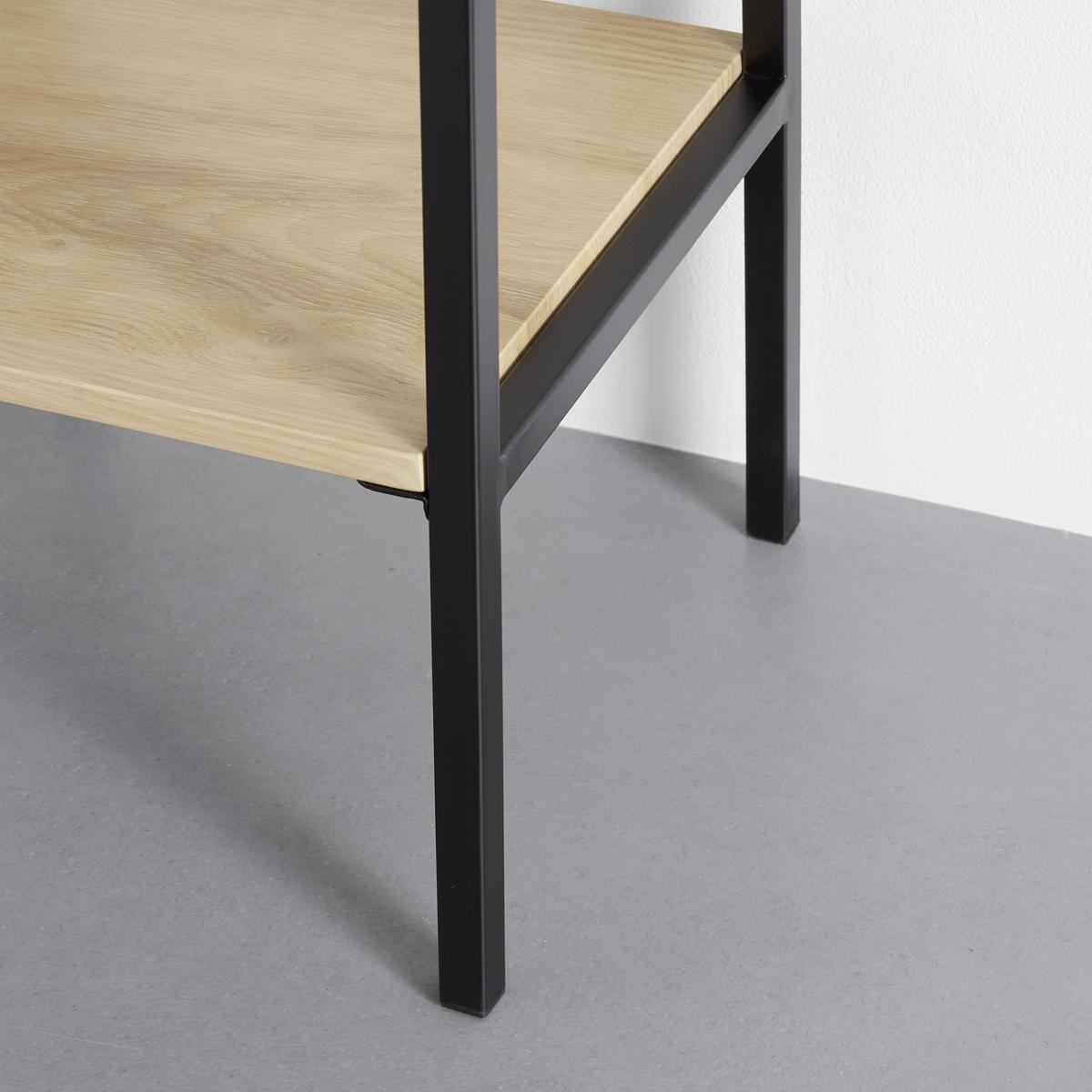 Regal GIORGIA 60 cm - černá/přírodní barvy, Moderní, kov/dřevo (60/148/32cm) - Bessagi Home
