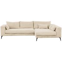 Ecksofa Berlin Cord Creme 313x172 cm - Creme/Schwarz, Design, Textil (313/172cm) - Livetastic
