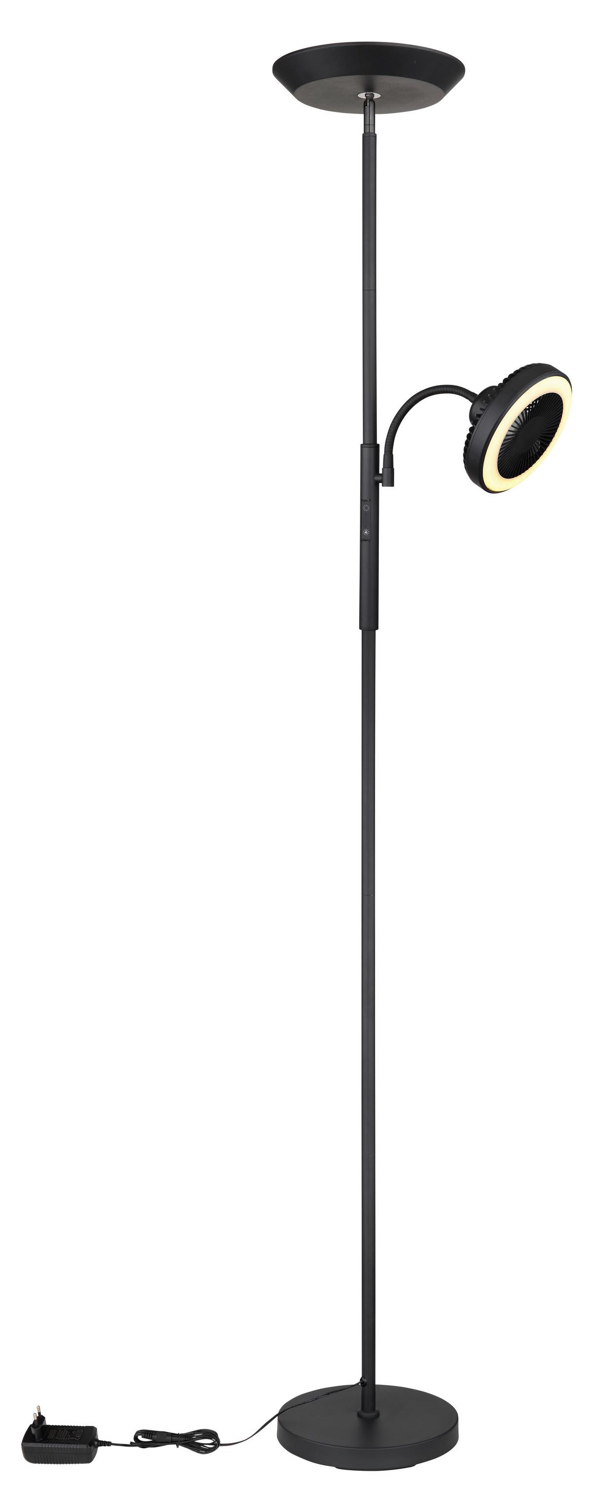 LED-Stehleuchte 58008 - Opal/Schwarz, KONVENTIONELL, Kunststoff/Metall (33,7/25/178cm) - Globo