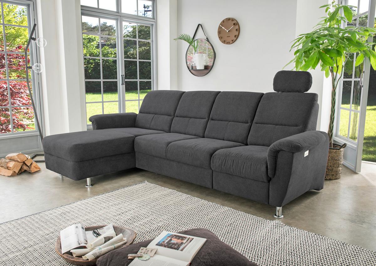 Ecksofa Parole Schwarz S: 165/292 cm - Chromfarben/Schwarz, KONVENTIONELL, Textil (292/165cm) - Livetastic