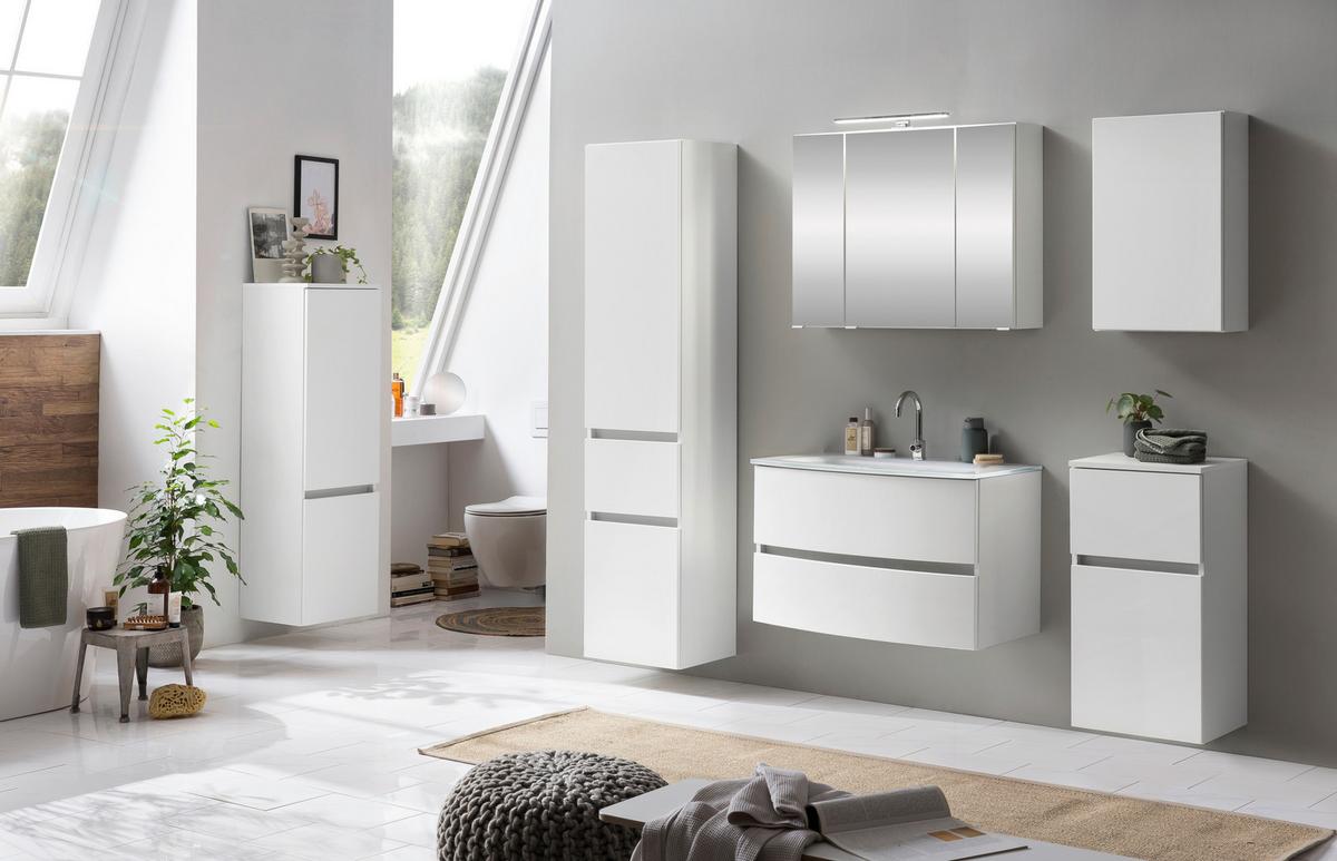 Midischrank Kopenhagen B: 40 Cm Weiß - Silberfarben/Weiß, KONVENTIONELL, Holzwerkstoff (40/130/35cm) - Held