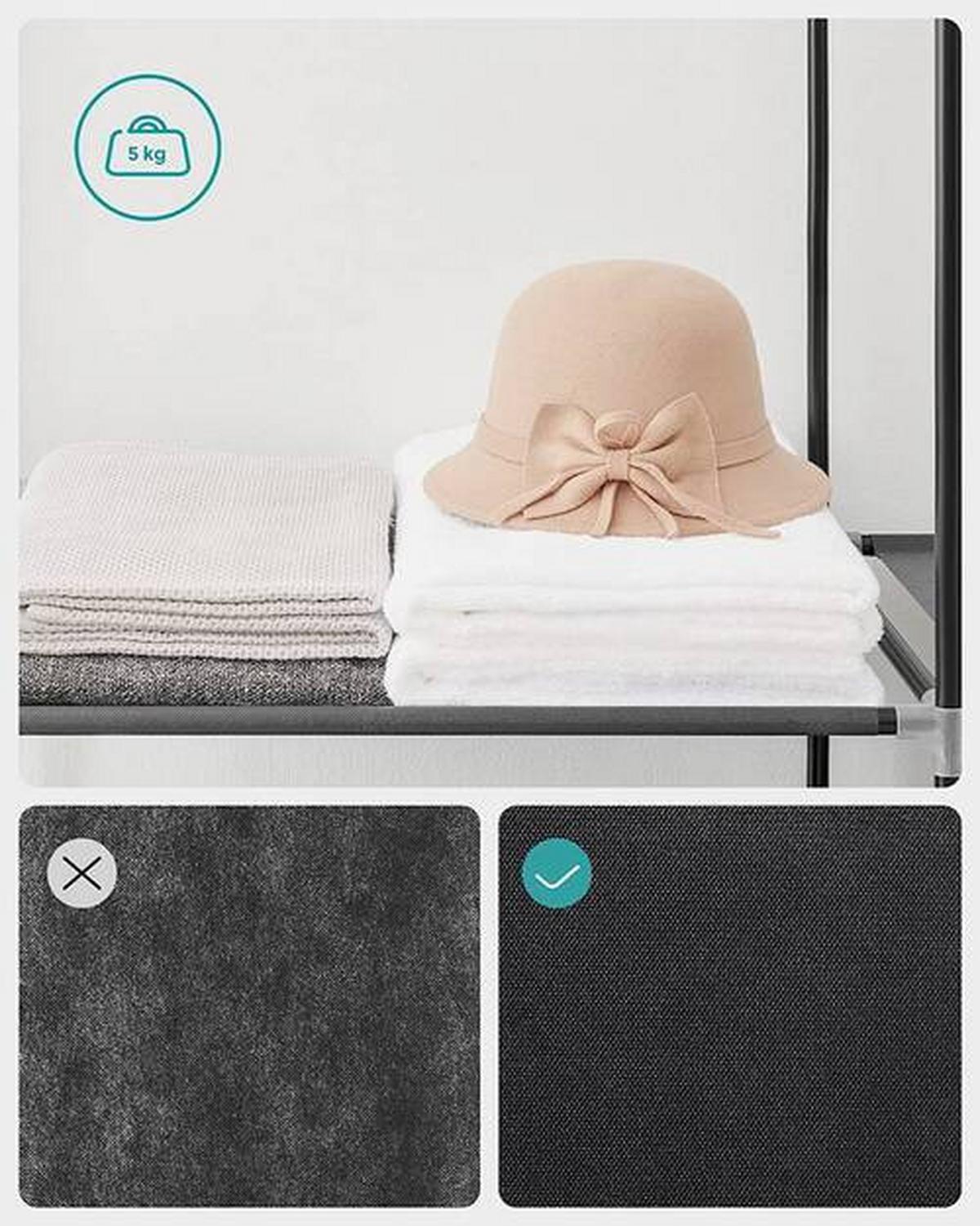 Stoffschrank B: 127 cm Grau - Grau, Trend, Kunststoff/Textil (127/176/45cm) - Boxxx