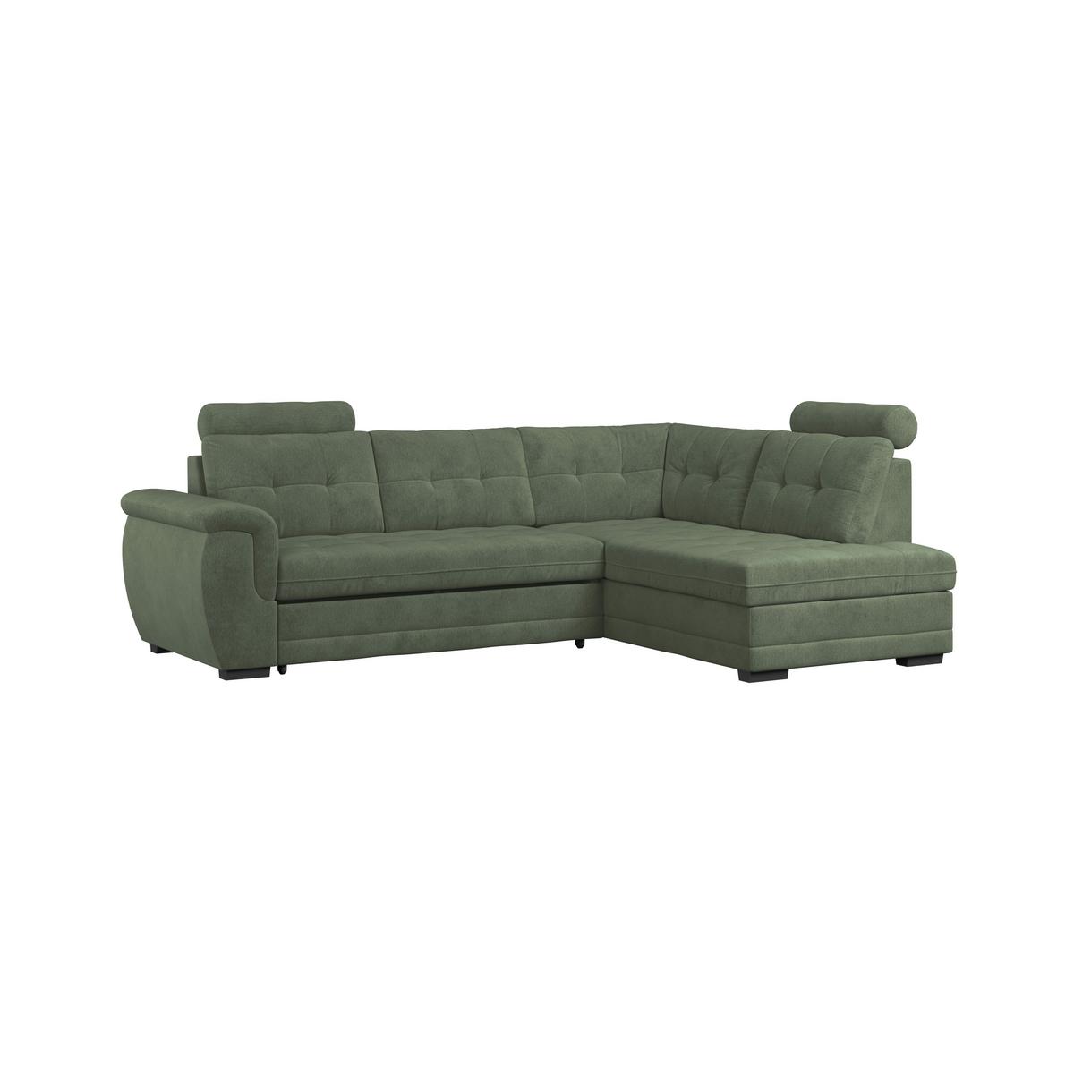 Ecksofa mit Schlaffunktion Falco new Grün 251x183 cm - Schwarz/Grün, KONVENTIONELL, Textil (251/183cm) - Ondega