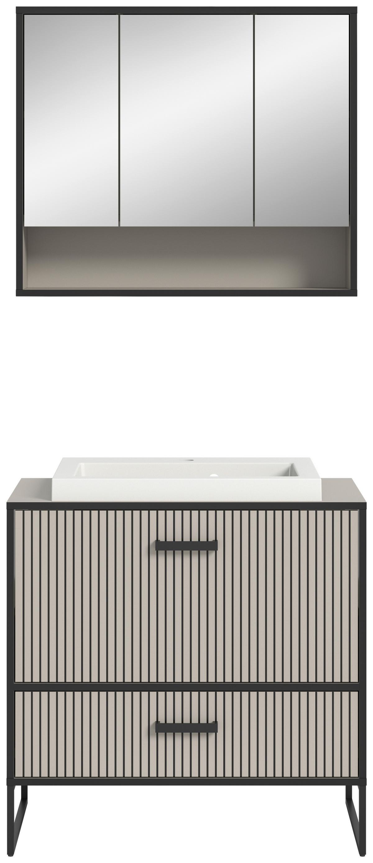 Badezimmer Bagno Schwarz/kaschmir B: 80cm - Kaschmir/Schwarz, MODERN, Holzwerkstoff (80cm) - MID.YOU