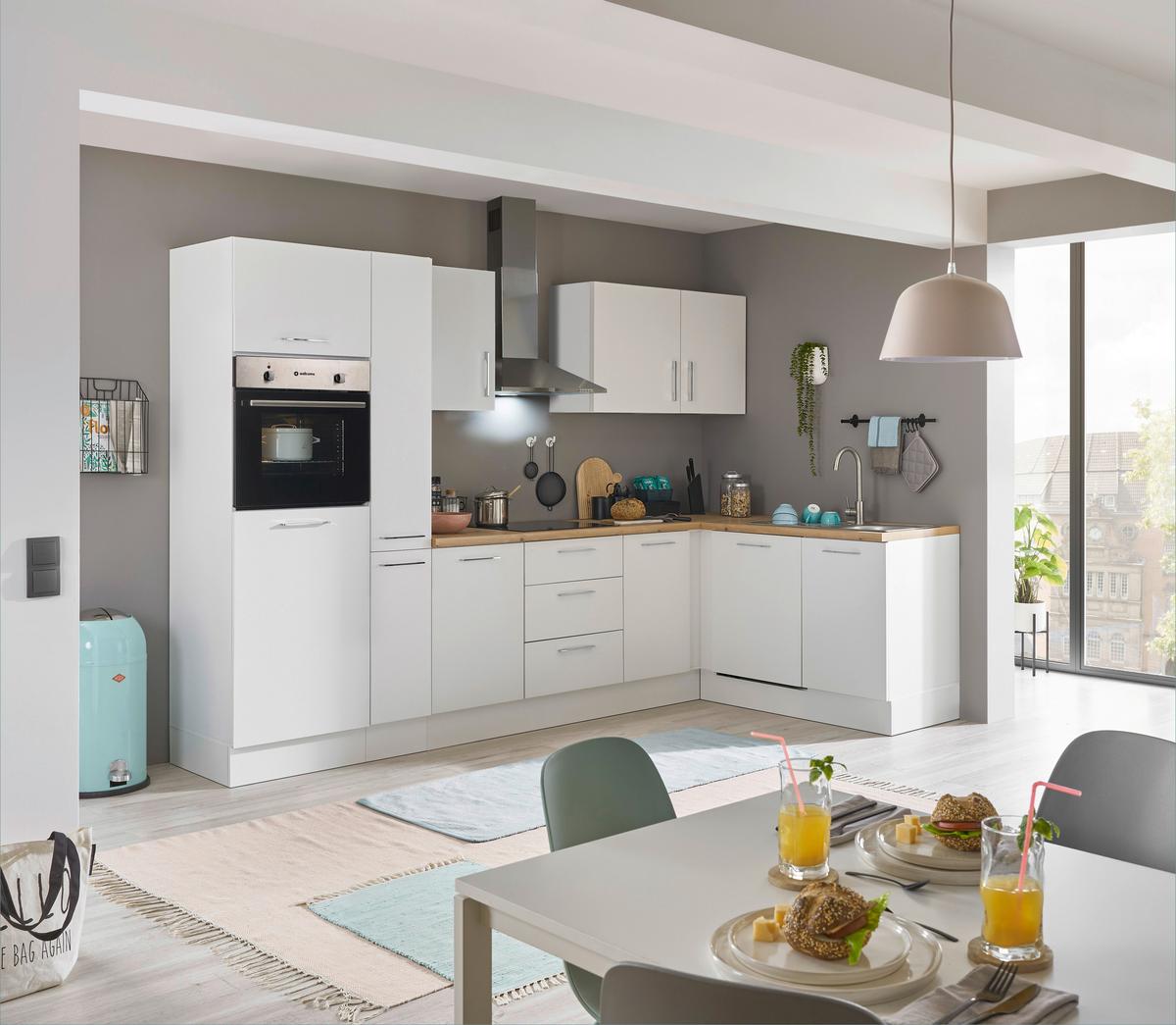 Eckküche Turin Weiß/Eiche Dekor 310x175 cm - Weiß/Eiche Artisan, Basics, Holzwerkstoff (310/175cm) - MID.YOU