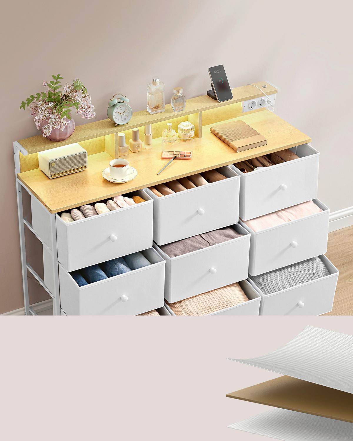 Kommode Weiß B: 114cm - Ecru/Weiß, Basics, Holzwerkstoff/Textil (114/84/33,5cm)