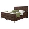 Boxspringbett mit Topper Kingsize 180x210 Köln - Silberfarben/Braun, KONVENTIONELL, Textil (180/115/210cm) - MID.YOU