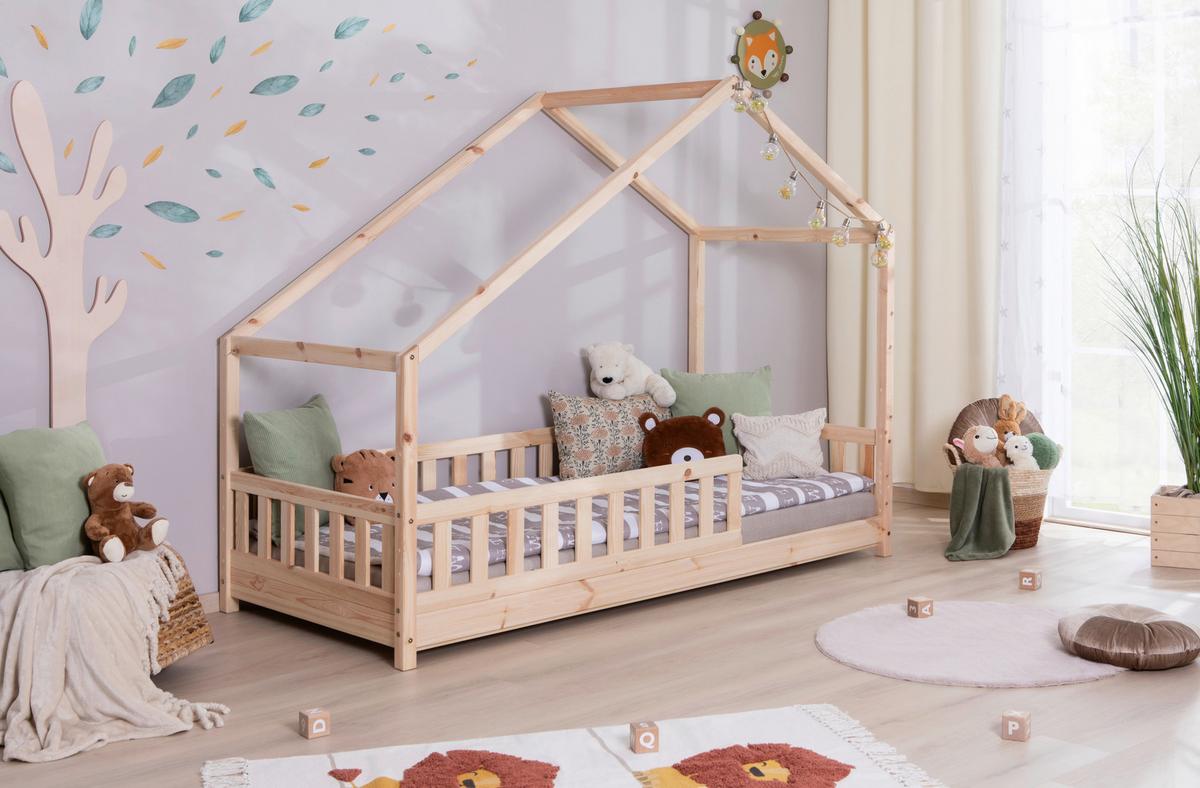 Hausbett Lou Naturfarben B: 90 cm - Naturfarben/Weiß, MODERN, Holz/Textil (90/200cm) - MID.YOU