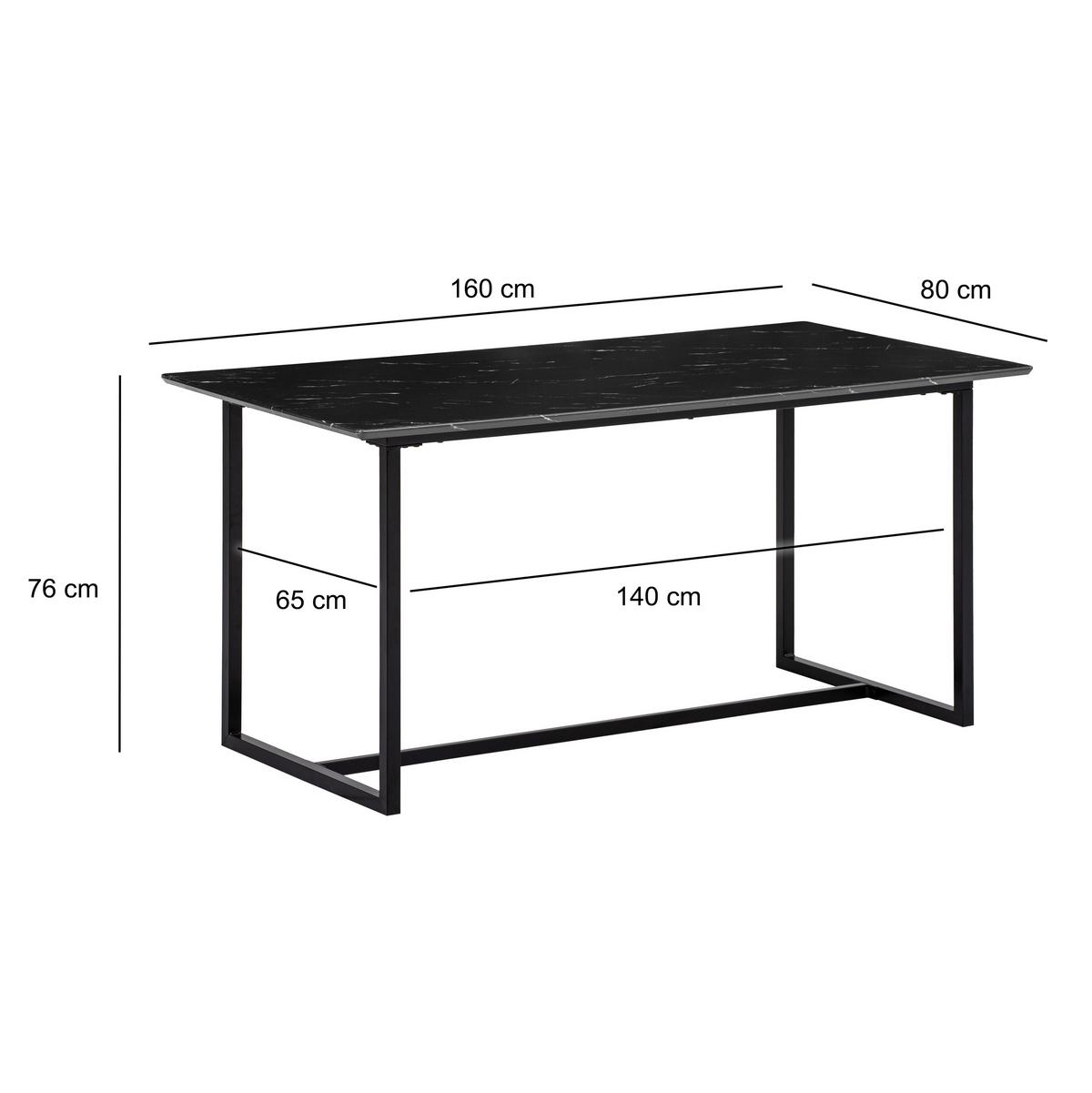 Esstisch Schwarz L: 160 cm - Schwarz, Design, Holzwerkstoff/Metall (160/80/76cm) - MID.YOU