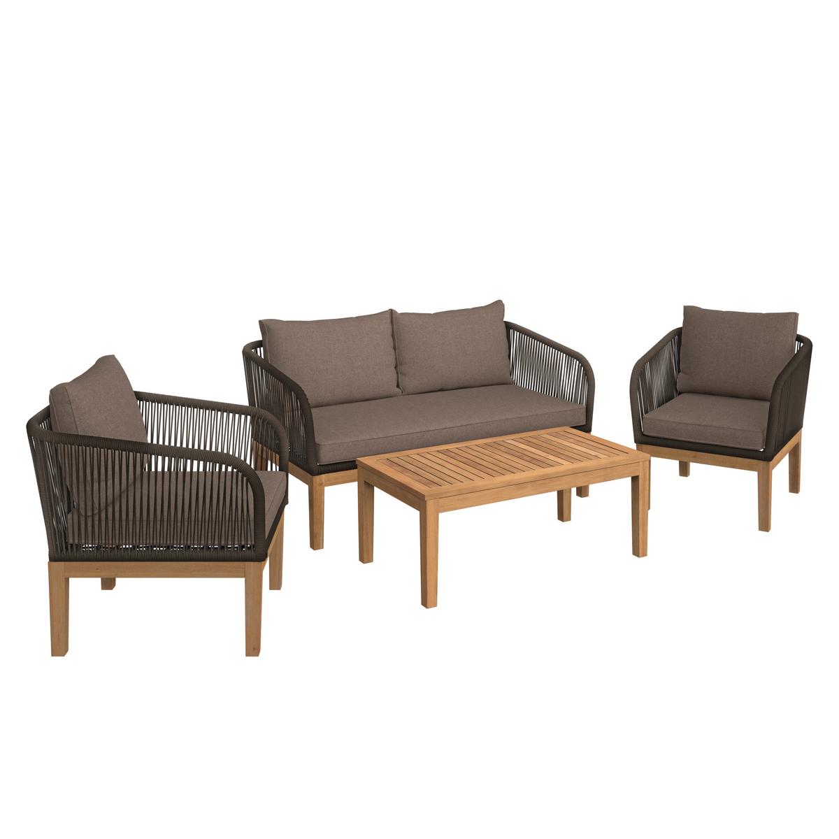 TERASOVÁ SEDACÍ SOUPRAVA MAJA - šedá/barvy akácie, Moderní, kov/dřevo (142/74/73cm) - Mömax