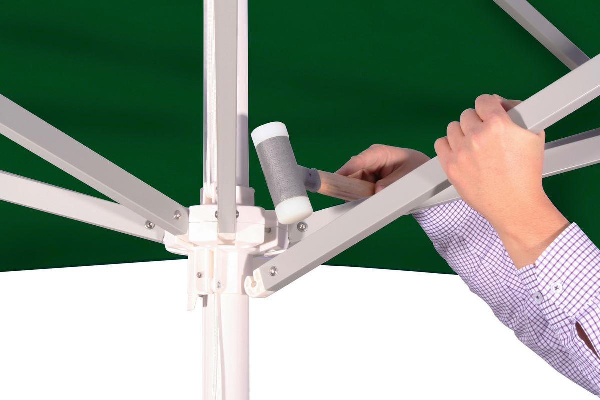 Sonnenschirm Quadro Dunkelgrün - Dunkelgrün/Silberfarben, Basics, Textil/Metall (300/295/300cm) - Schneider