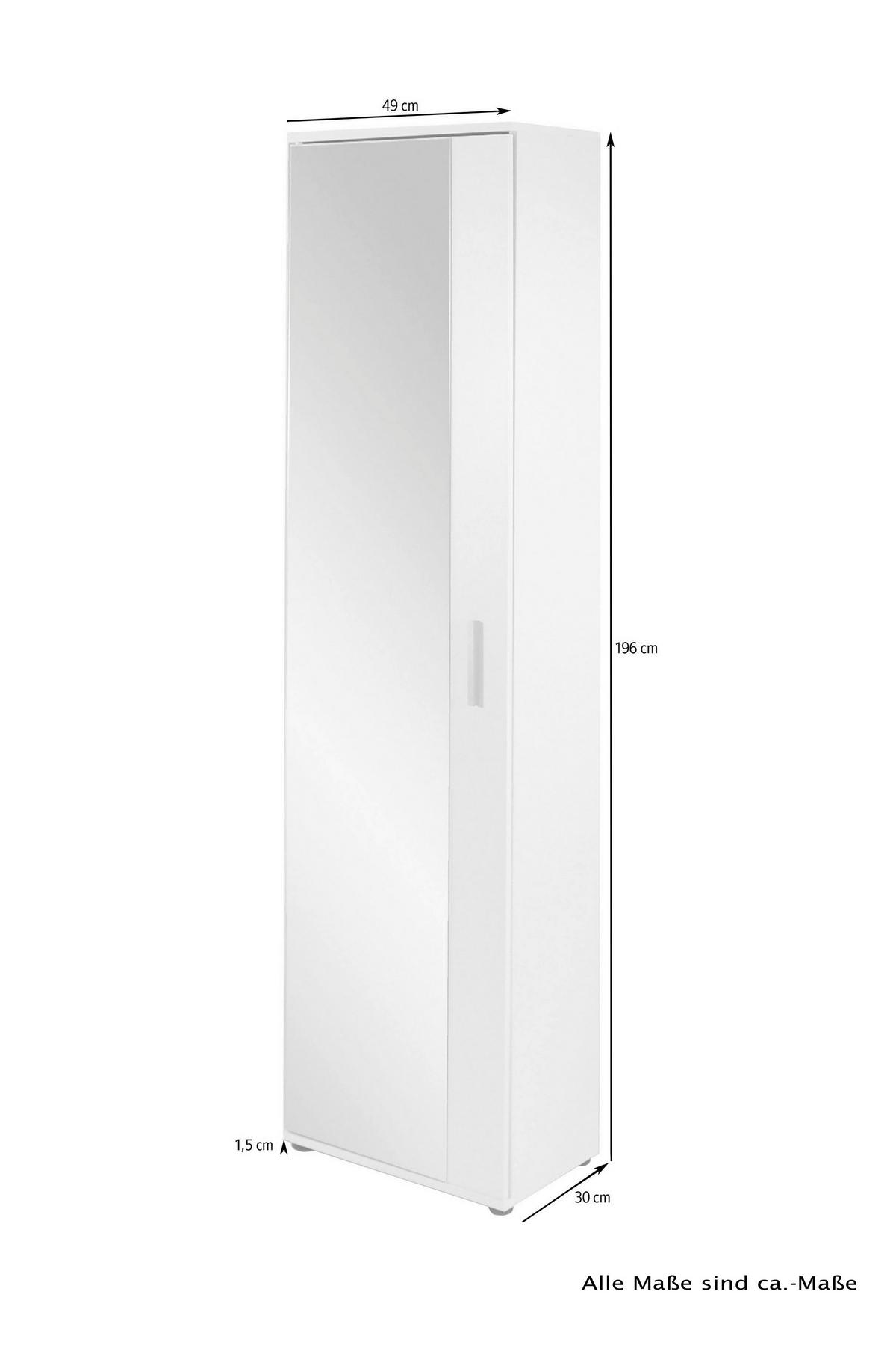 Garderobenschrank Jakob B:49cm Weiß - Weiß/Eiche Artisan, MODERN, Holzwerkstoff (49/196/30cm) - MID.YOU