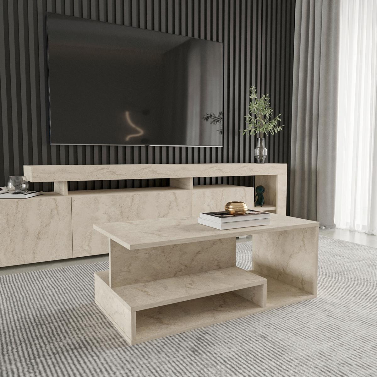 Couchtisch Vera Beige B: 90 Cm - Beige, Design, Holzwerkstoff (90/45/35cm) - Livetastic