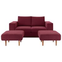 2,5-Sitzer Looks V-1 Rot - Eichefarben/Beere, Design, Textil (192/96/107cm) - LOOKS by W.Joop