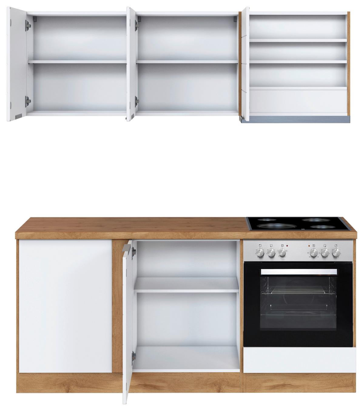Eckküche Florenz mit Geräte 240x180 cm Weiß/Eiche Dekor - Eiche Wotan/Weiß, Design, Holzwerkstoff (240/180cm) - Held