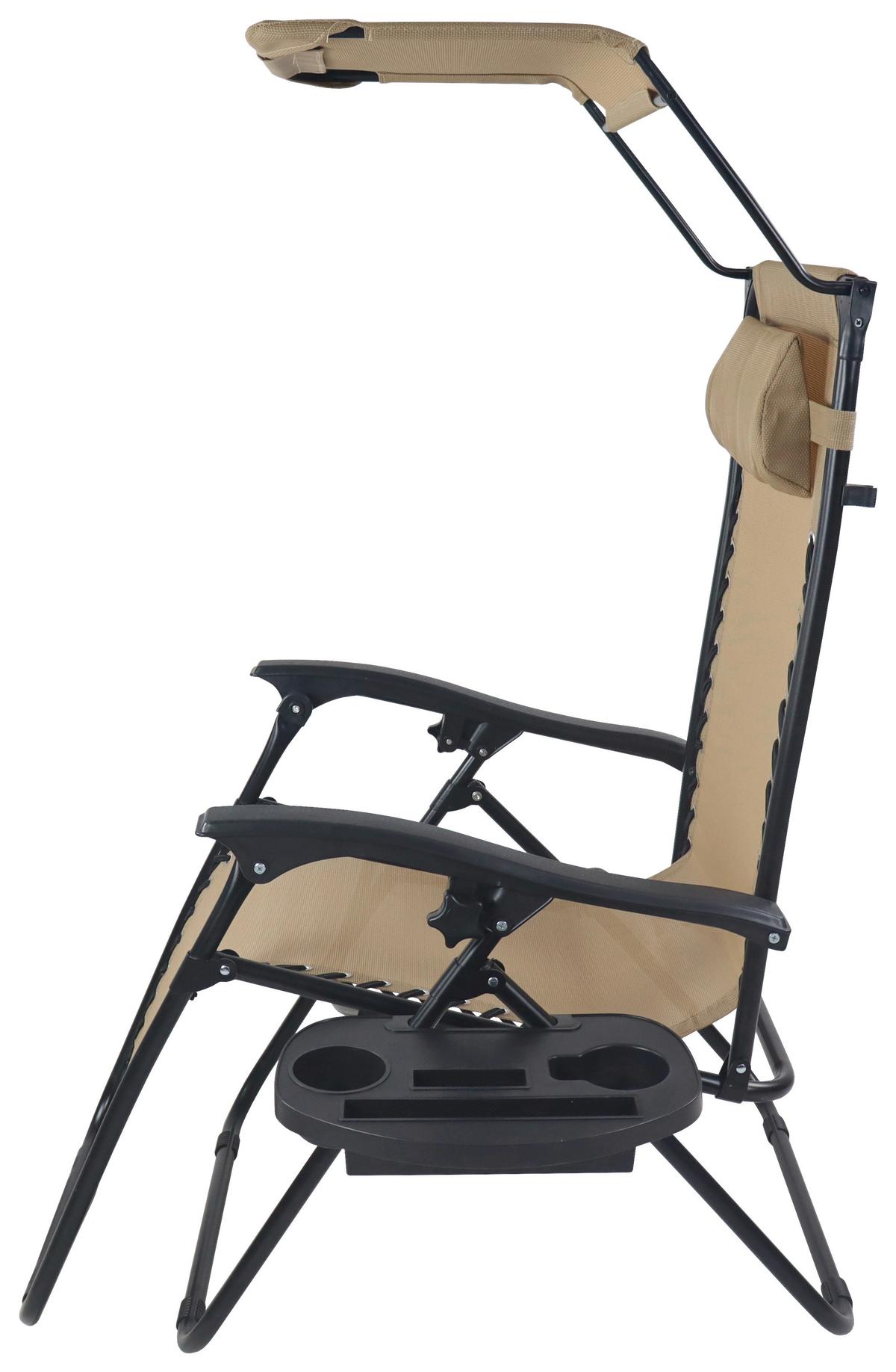 Gartenliege Maltosa Xl Klappbar, Beige - Beige, MODERN, Textil/Metall (64/133/91cm) - Gardenson