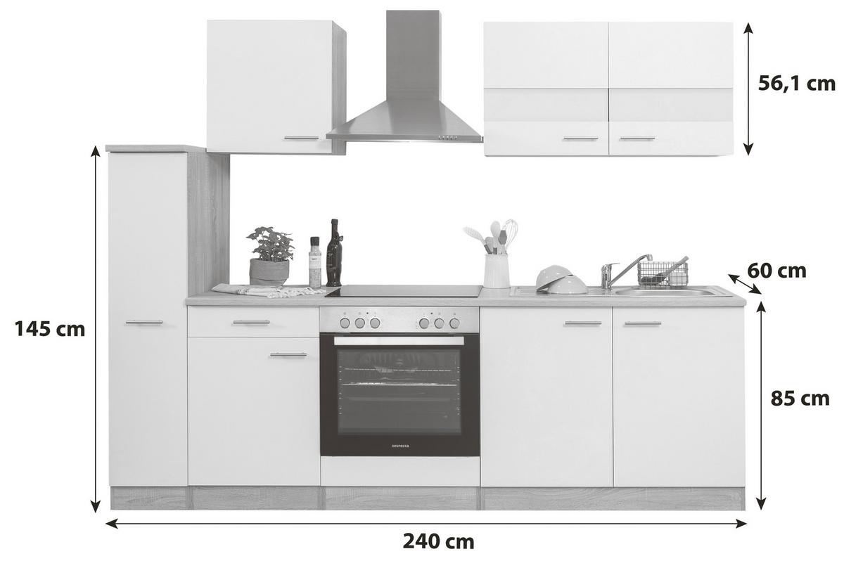 KÜCHENBLOCK MERLE KÜCHENBLOCK 240 CM - Eichefarben/Weiß, Basics, Holzwerkstoff (240cm) - Respekta