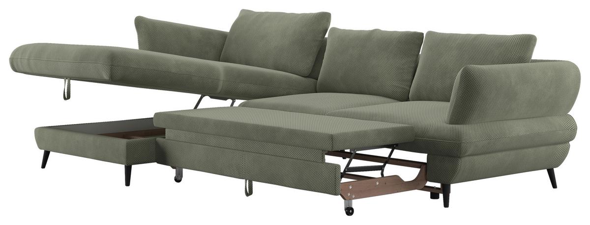 Ecksofa Balou, Grün S: 181x281 cm - Schwarz/Grün, Design, Textil (181/281cm) - Livetastic