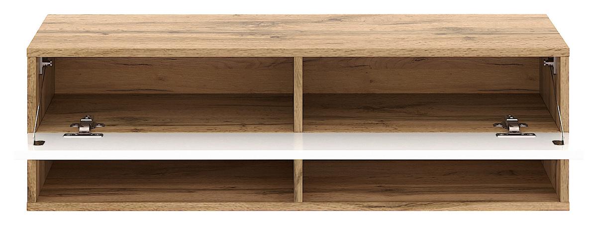 Lowboard Derby 100 - Weiß Hochglanz/Eiche Wotan, Design, Holzwerkstoff (100/31,5/32,5cm) - Livetastic