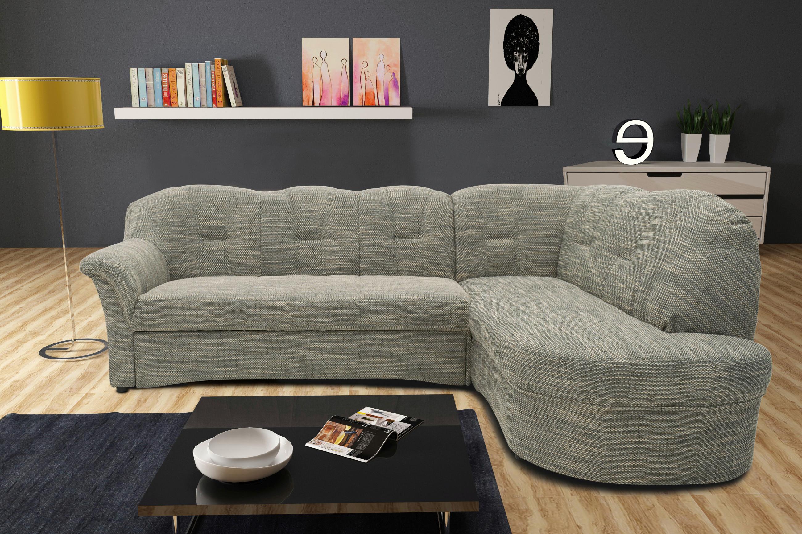 Ecksofa Papenburg Rücken Echt Grau/weiß - Schwarz/Weiß, KONVENTIONELL, Textil (243/180cm) - MID.YOU