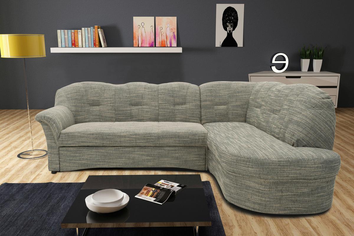 Ecksofa Papenburg Rücken Echt Grau/Weiß - Schwarz/Weiß, KONVENTIONELL, Textil (243/180cm) - MID.YOU