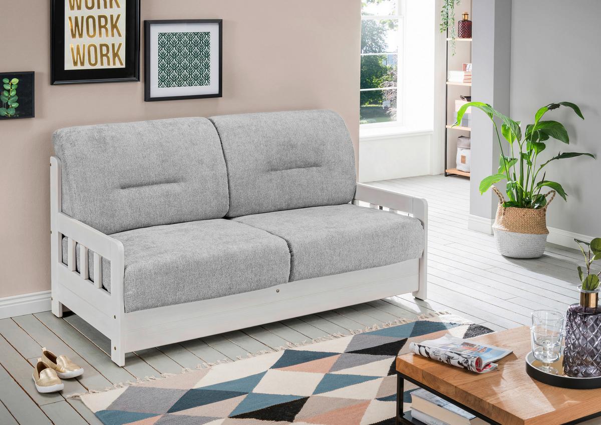 Schlafsofa Camino Weiß/grau B: 154 Cm - Weiß/Grau, LIFESTYLE, Holz/Textil (154/88/90cm) - Livetastic