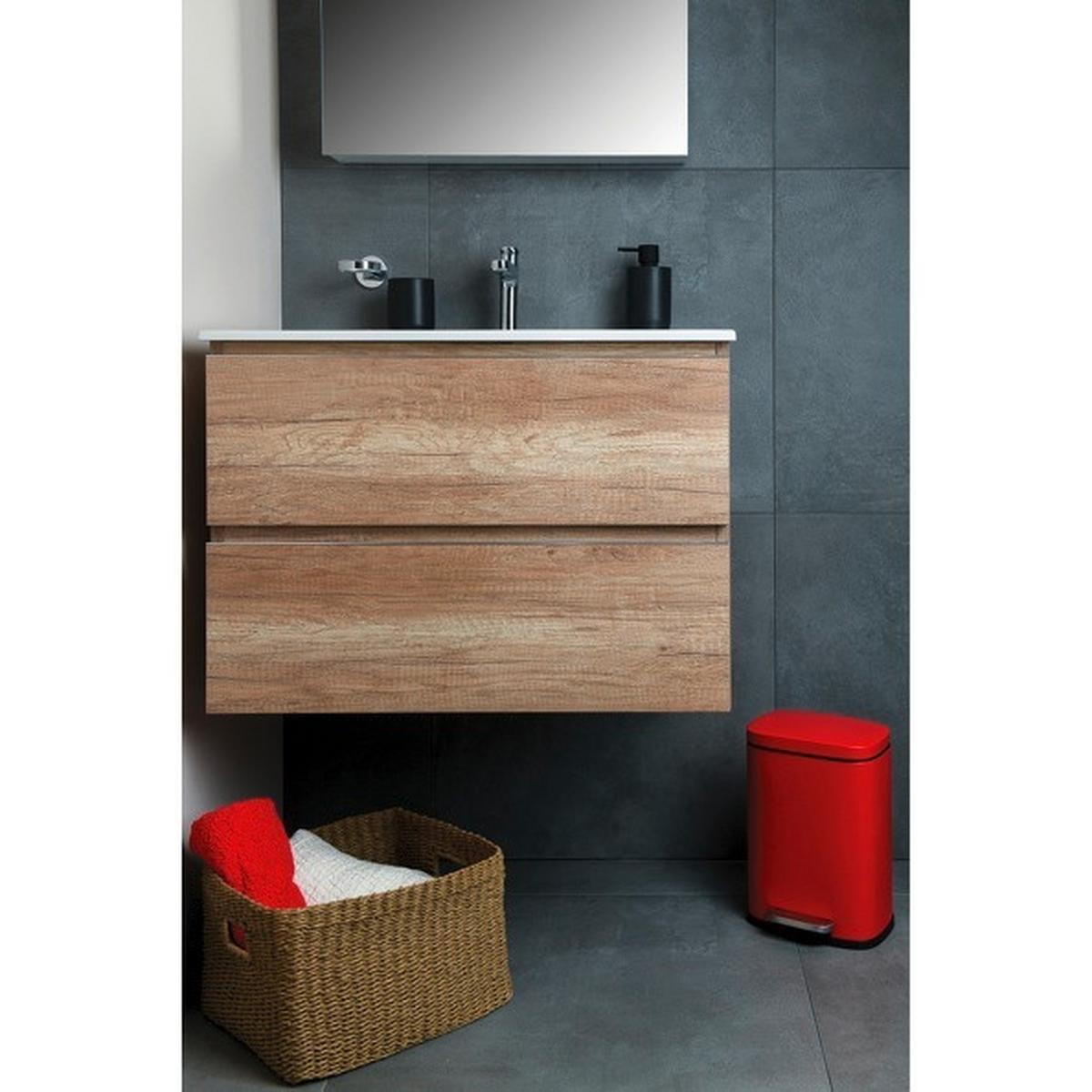 Treteimer Akira 5l Rot Metall Lxbxh: 21,4x17,6x30 Cm - Rot/Schwarz, Basics, Kunststoff/Metall (21,4/17,6/30cm)