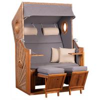 Strandkorb Trend 45 Pe Walnut Des. 751 - Beige/Grau, Basics, Holz/Textil (120/155/80cm)