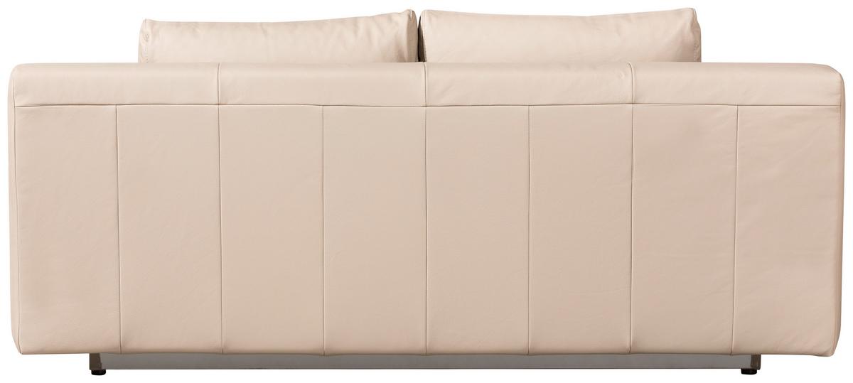 Schlafsofa mit Kissen Nikita Leder - Chromfarben/Beige, KONVENTIONELL, Leder (195/85/90cm) - Livetastic