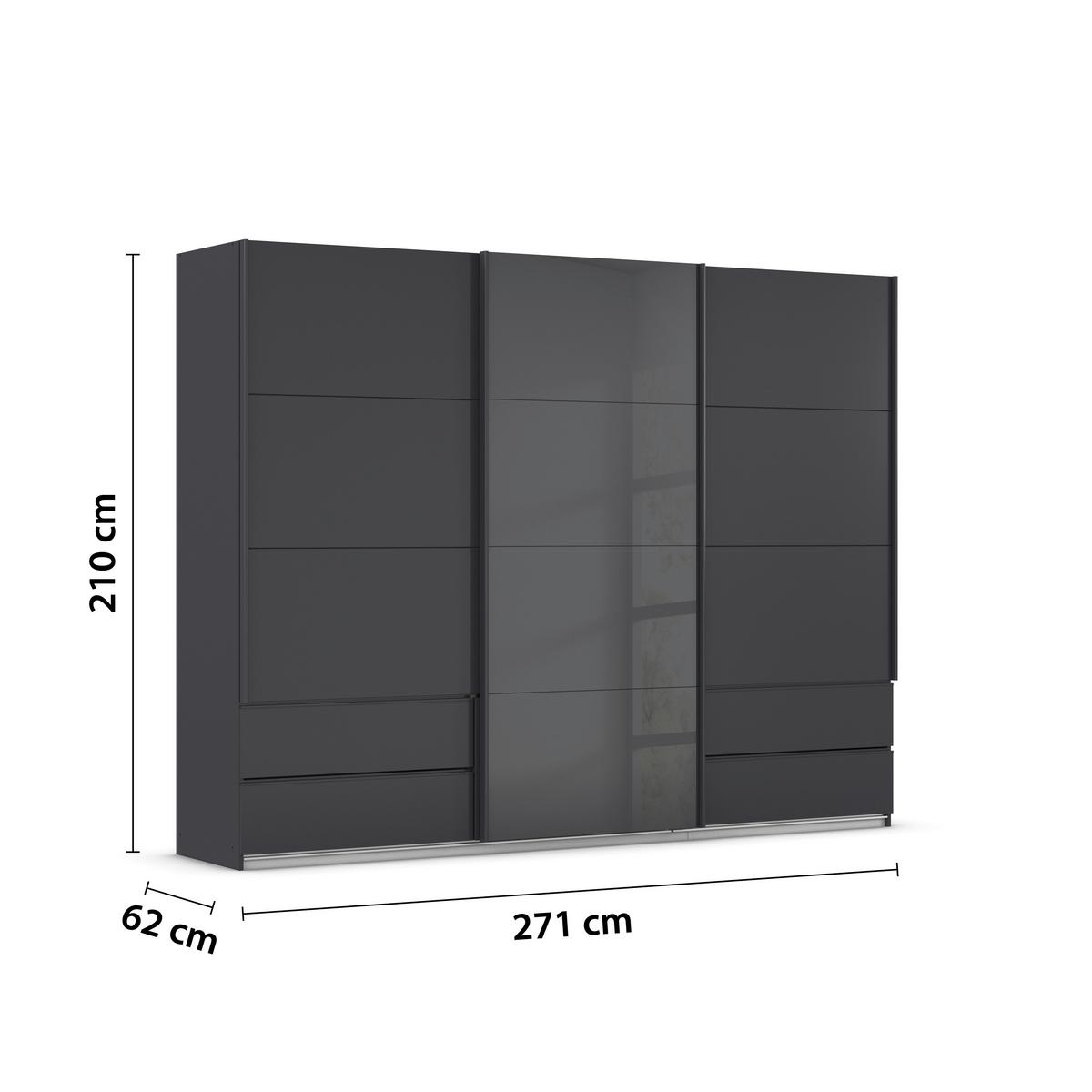 Schwebetürenschrank Karpo - Grau, KONVENTIONELL, Holzwerkstoff (271/210/62cm)