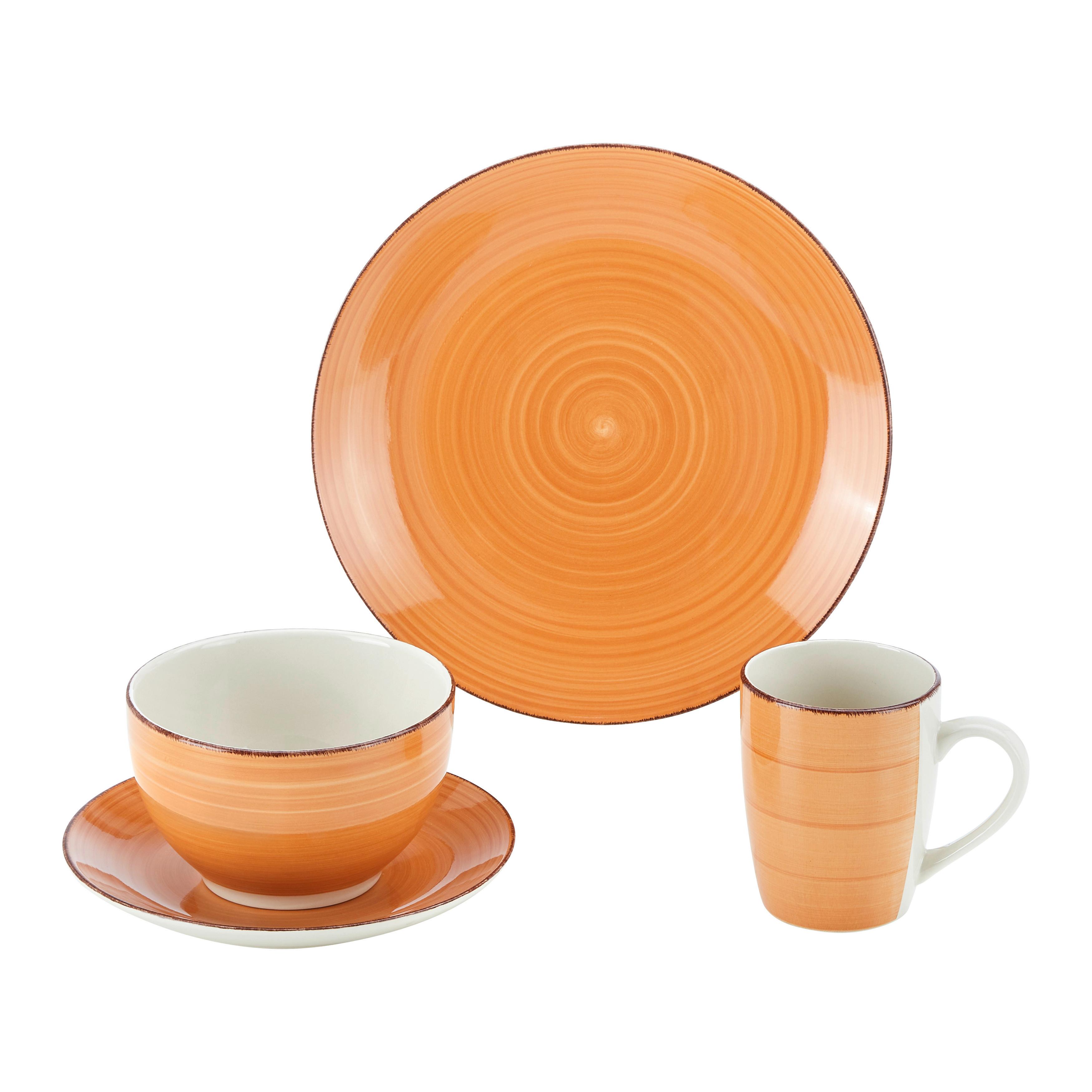 Kombinovaný Servis 16- Dílný, Oranžová - oranžová, Moderní, keramika - Bessagi Home