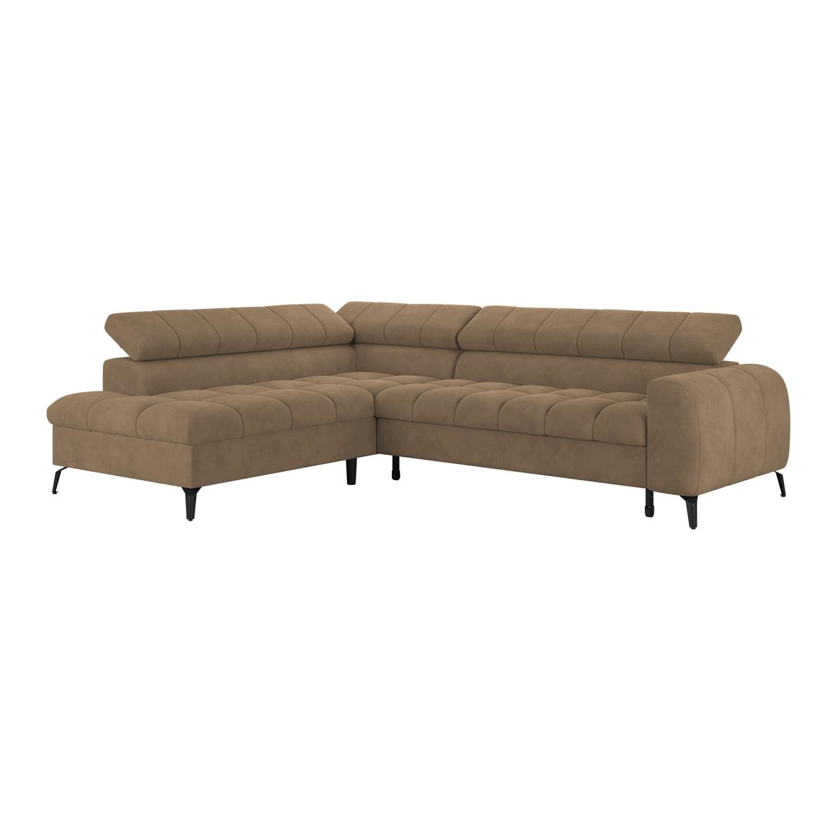 Ecksofa Volf Links New Braun, S: 203x261 Cm - Schwarz/Braun, Trend, Kunststoff/Textil (203/261cm)